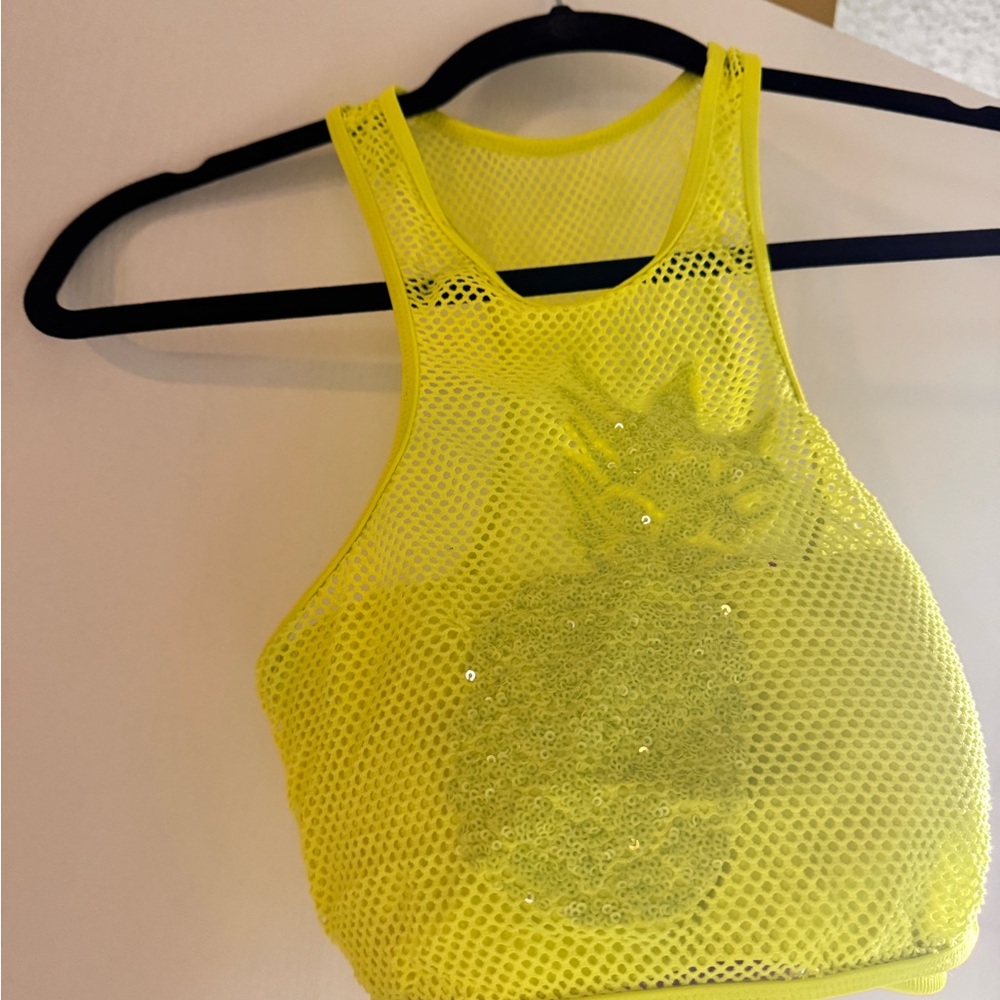 Yellow Mesh Pineapple Tank Top